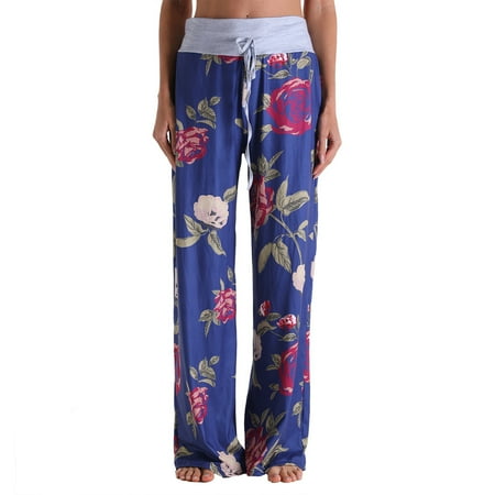 

Women s Comfy Casual Pajama Pants Floral Print Drawstring Palazzo Lounge Pants Wide Leg Loose