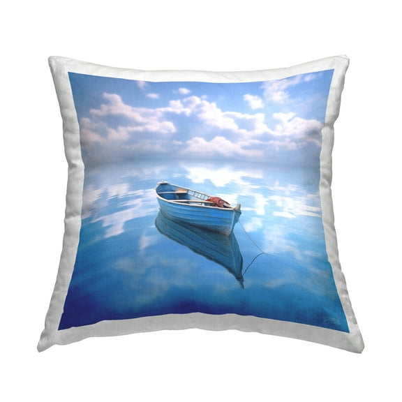 Stupell Industries Boat Reflection with Clouds Decorative Printed Throw Pillow, 18 x 18
