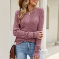 thumbnail image 5 of VISALY Ribbed Long Sleeve Sweater Shirts Lightweight Crewneck Pullover Sweater Cute Business Dressy Casual Work Tunic Tops Cozy Knit Pullover Blouses Fall Outfits Trendy Boho Clothing Light Violet L, 5 of 9