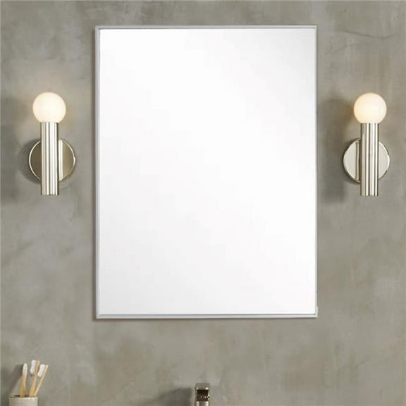 Bellaterra Home 8833-24SL Rectangular Metal Frame Mirror, Brushed Silver