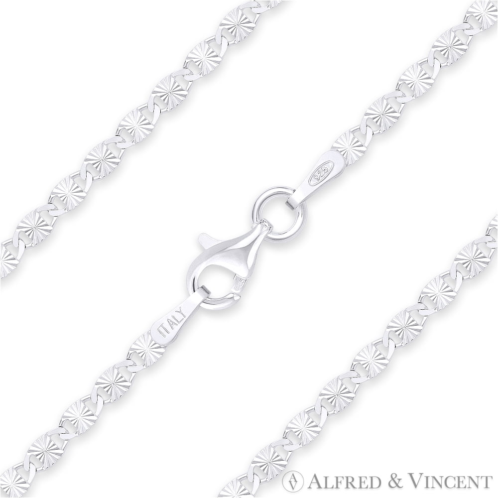 Junior Temerity lige 2.2mm Valentino Link D-Cut Pave Italian Chain Necklace in .925 Sterling  Silver - Walmart.com