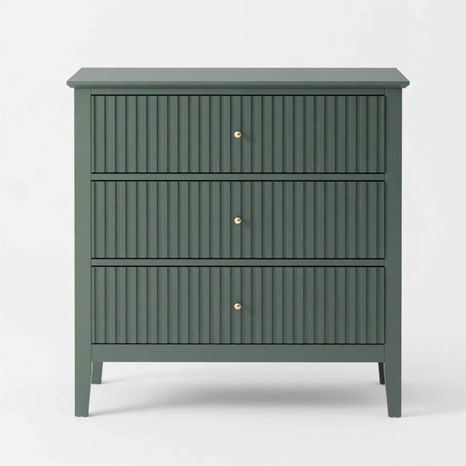 Hommoo 32"W Wooden Fluted 3-Drawer Nightstand, Large Modern Bedroom End Table, Green