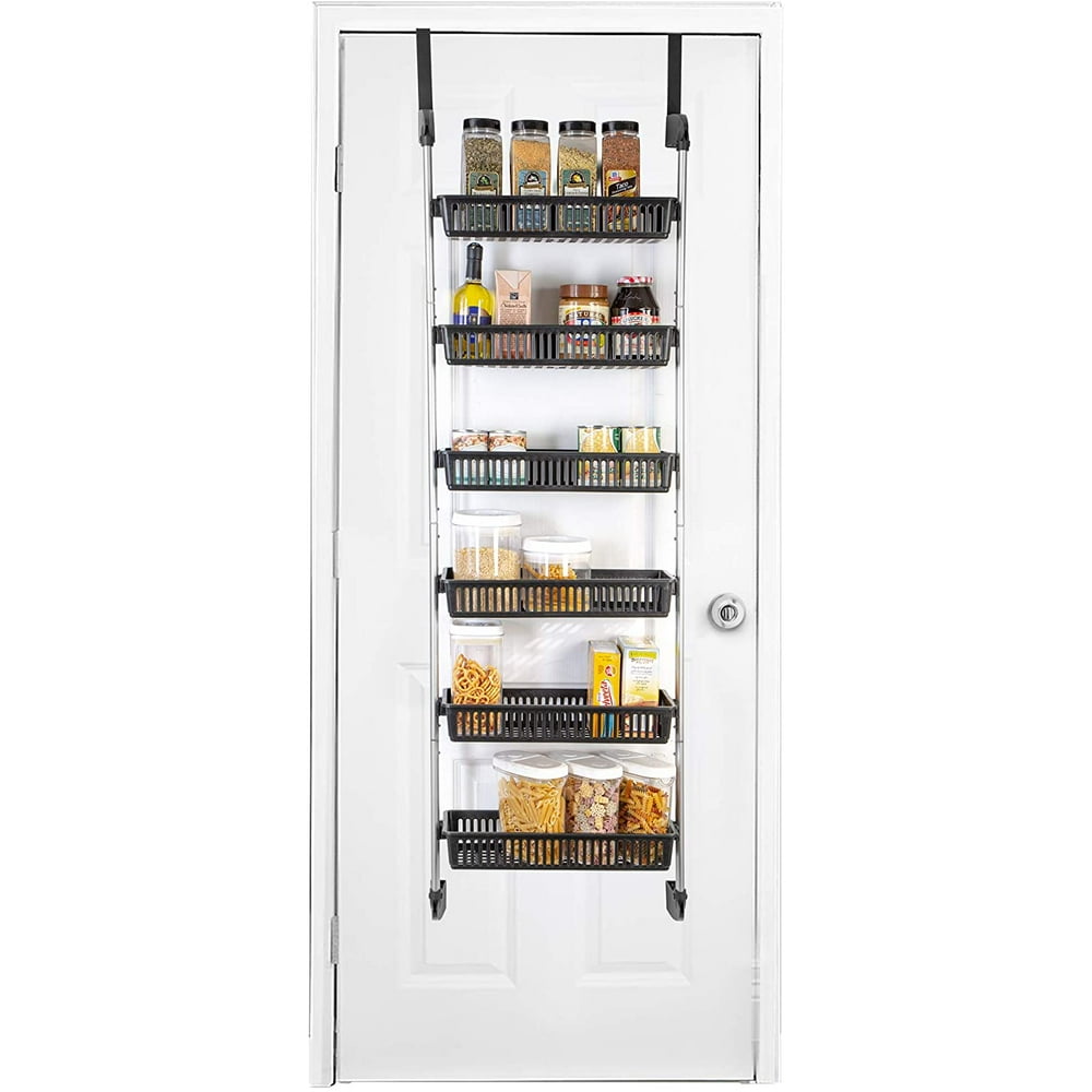 Smart Design Over The Door Pantry Organizer Rack w/ 6 Baskets Steel