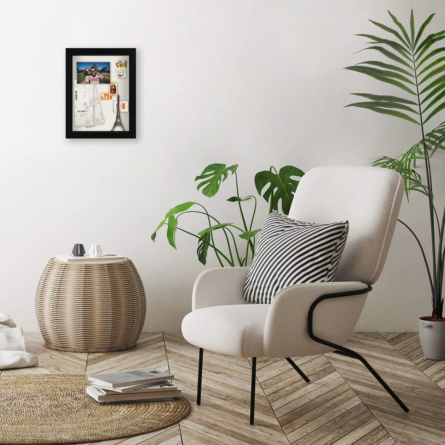Americanflat 8.5x11 Shadow Box Frame in Black with Soft Linen Back - Composite Wood Frame with Shatter Resistant Glass for Wall and Tabletop - Memory Box with Pin Board - 2 Pack