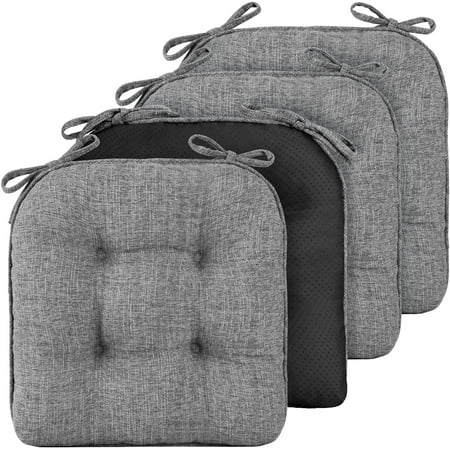 

WANGChair Cushions Dining Chairs 4 Pack -Non Slip Memory Foam Chair Pad with Ties -Khaki Kitchen Chair Cushions 15.5 X 15.5