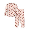 thumbnail image 2 of Wukai Hand Drawn Strawberry Print Women's Pajama Set - Soft Long Sleeve Sleepwear for Comfort and Style-Small, 2 of 9