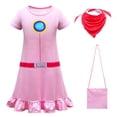 thumbnail image 1 of HAWEE Filles Princess Peach Costume Cosplay Décontracté Déguisement Robe Pêche, 1 of 6