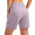 thumbnail image 6 of vigerkar High-Waisted Athletic Shorts for Women - 6" Inseam with Pockets, Soft Fabric for Running, Walking & Yoga (Light Pink, L), 6 of 7