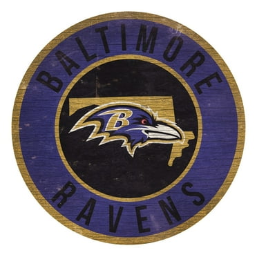 Panneau en Bois Baltimore Ravens 12 Pouces Design Rond