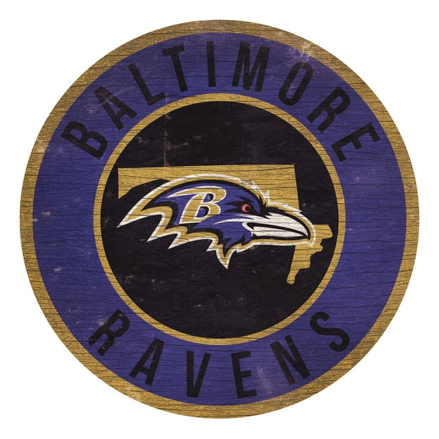 Panneau en Bois Baltimore Ravens 12 Pouces Design Rond