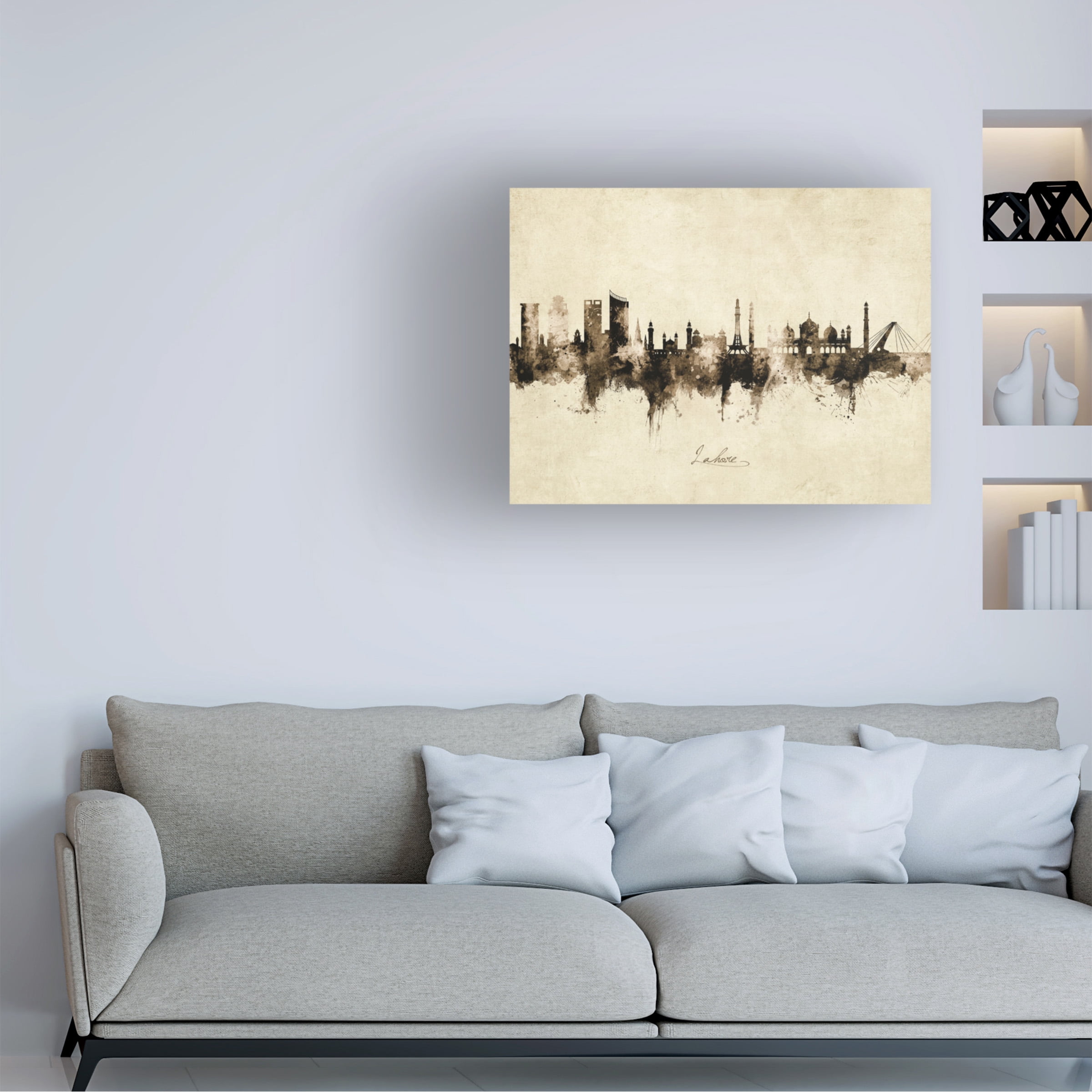 Michael Tompsett 'Lahore Pakistan Skyline Vintage' Canvas Art