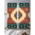 thumbnail image 3 of Teal Red Tribal Geometric Sheer Curtains 108 inches Long, Vintage Boho Native Abstract Light Filtering Sheer Window Curtains Rod Pocket Voile Drapes for Bedroom Living Room, 2 Panels 52"W x 108"L, 3 of 7
