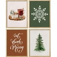 thumbnail image 2 of PixonSign Framed Wall Art Merry Christmas Pine Tree Snowflake Mulled, Set of 4 Cartoon Wall Decor Arts, Holiday Wall Décor, Adhesive Canvas Posters, Modern Home Artwork - 11"x14" Natural, 2 of 5