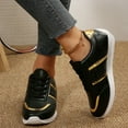 thumbnail image 2 of Rokment Womens Metallic Gold Low Top Fashion Sneakers Trendy Casual Leather Running Walking Tennis Flat Shoes Black Size 6, 2 of 8