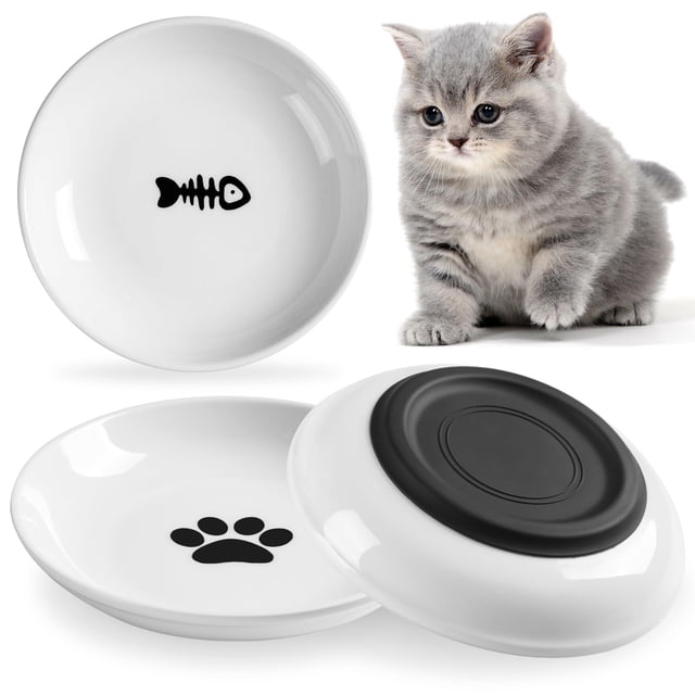 Cuenco de comida para gatos WROSWT Healthy Ceramic para gatos de interior, paquete de 3