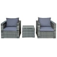 thumbnail image 4 of Patiojoy 3-Piece Patio Wicker Conversation Set Bistro Rattan Sofa Chair with Washable Cushion, 4 of 10