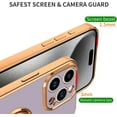 thumbnail image 3 of for Purple iPhone 15 Pro Max Case with Ring Holder Kickstand [with Magnetic] Soft TPU Bumper, Glitter Gold Electroplated Cover Full Camera Protective Phone Case for iPhone 15 Pro Max 2023, 3 of 13