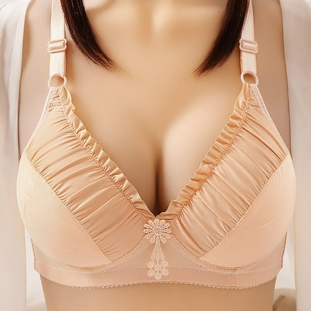 

NEGJ Women s No Steel Ring Breathable Mesh Bra Large Size Big Comfort Underwear Women s Thin Push Up Bra