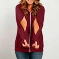 thumbnail image 2 of LLYWEY Womens Zip-up Hoodie with Thumb Holes - Arm Zipper Long Sleeve Hooded Jackets Side Pockets Lightweight Soft Casual Loose Fleece Fall Jackets Wine M, 2 of 9