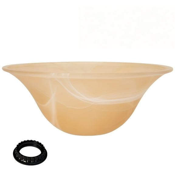 HonoDing Torchiere Floor Lamp Shade with Amber Alabaster Glass Bowl