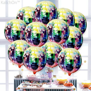  KatchOn, Silver Disco Ball Balloons - 22 Inch, Pack of 6, Iridescent Balloons, Silver Balloons for Iridescent Party Decorations
