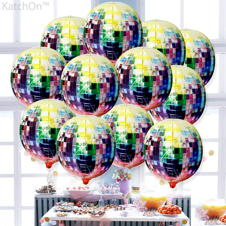 Pack of 12 Disco Party Balloons, Disco Foil Balloons, Metallic