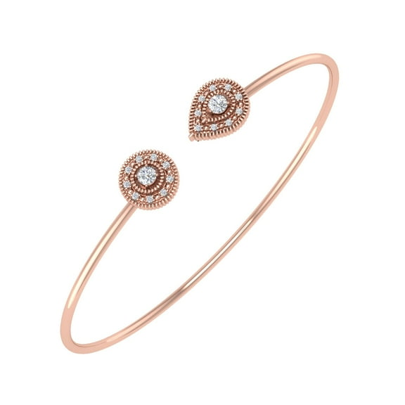 0.17 Carat Diamond Tear Drop Bangle Bracelet in 10K Rose Gold & and Steel