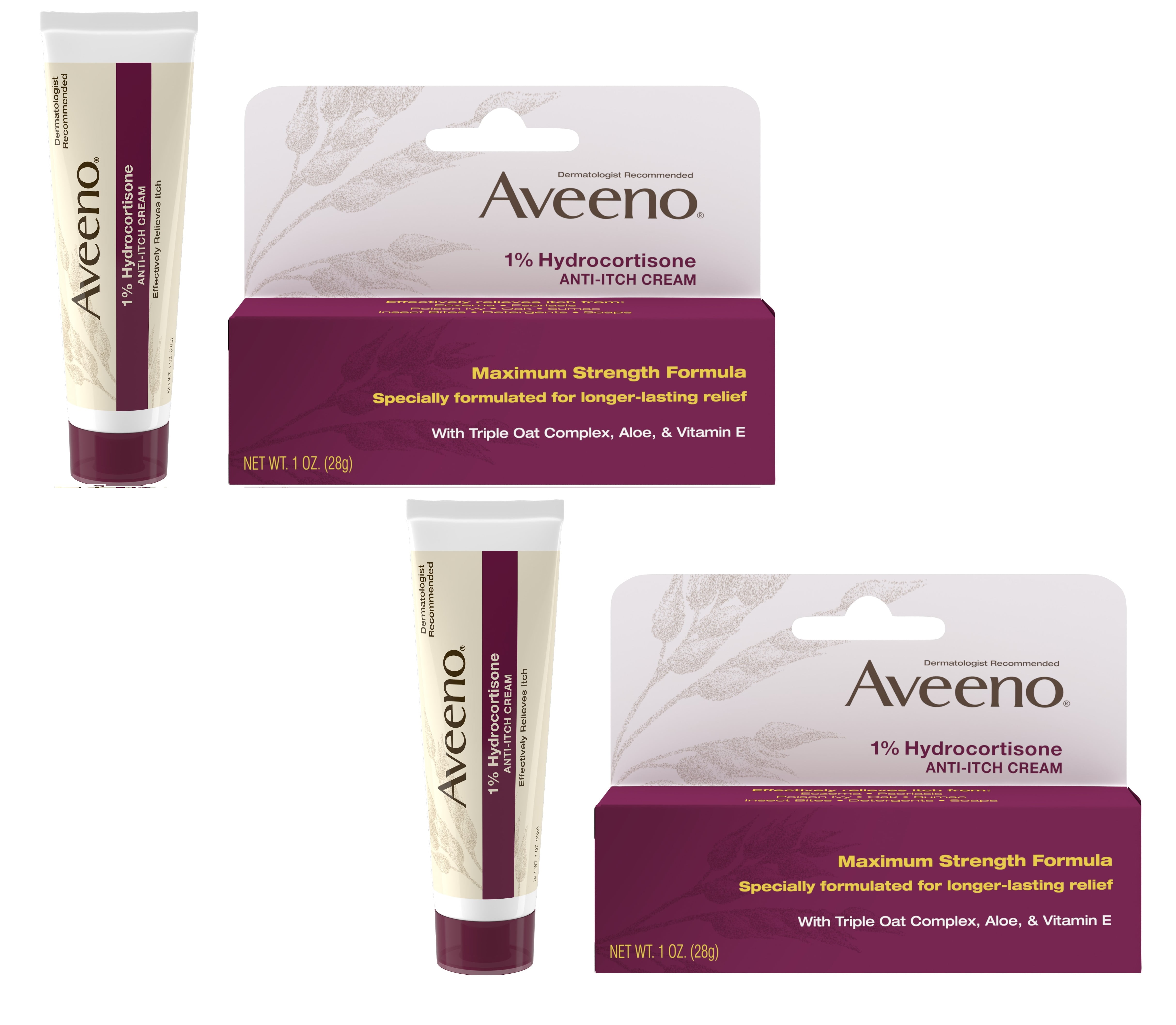 Aveeno Maximum Strength 1% Hydrocortisone Anti-Itch Cream - 2 Pack