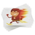 thumbnail image 1 of Ambesonne Superhero Place Mats Set of 4, Bolt Man with Lghts, Standard Size, White Red, 1 of 4