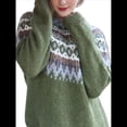 thumbnail image 2 of Suéter de Larga con Cuello Redondo para Mujer, Suéter Informal Estampado, Camisetas de Otoño 2025. Verde L, 2 of 10