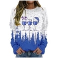 thumbnail image 1 of Rbaofujie Tuniques à Capuche pour Femmes Femmes Mode Décontractée Imprimé Col Rond Ample Manches Longues T-shirt Chandails Blouse Bleu Chandails à Capuche pour Ados, 1 of 4