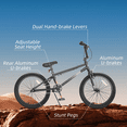 thumbnail image 3 of XJD 20 inch BMX Bike Freestyle Cycling Trick Bicycle with 4 Pegs for Teen Beginner 8-12 Years Old Kids，U-brake and Hand-brake levers,Black, 3 of 9