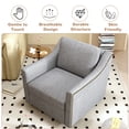 thumbnail image 6 of 360°Swivel Accent Chair, Lounge Sofa with Nail Trim, Living Room Chairs, Bedroom Chair, Vanity Chair, Nursery Glider, Swivel Barrel Chair-Beige/White Accent Chair, 6 of 6