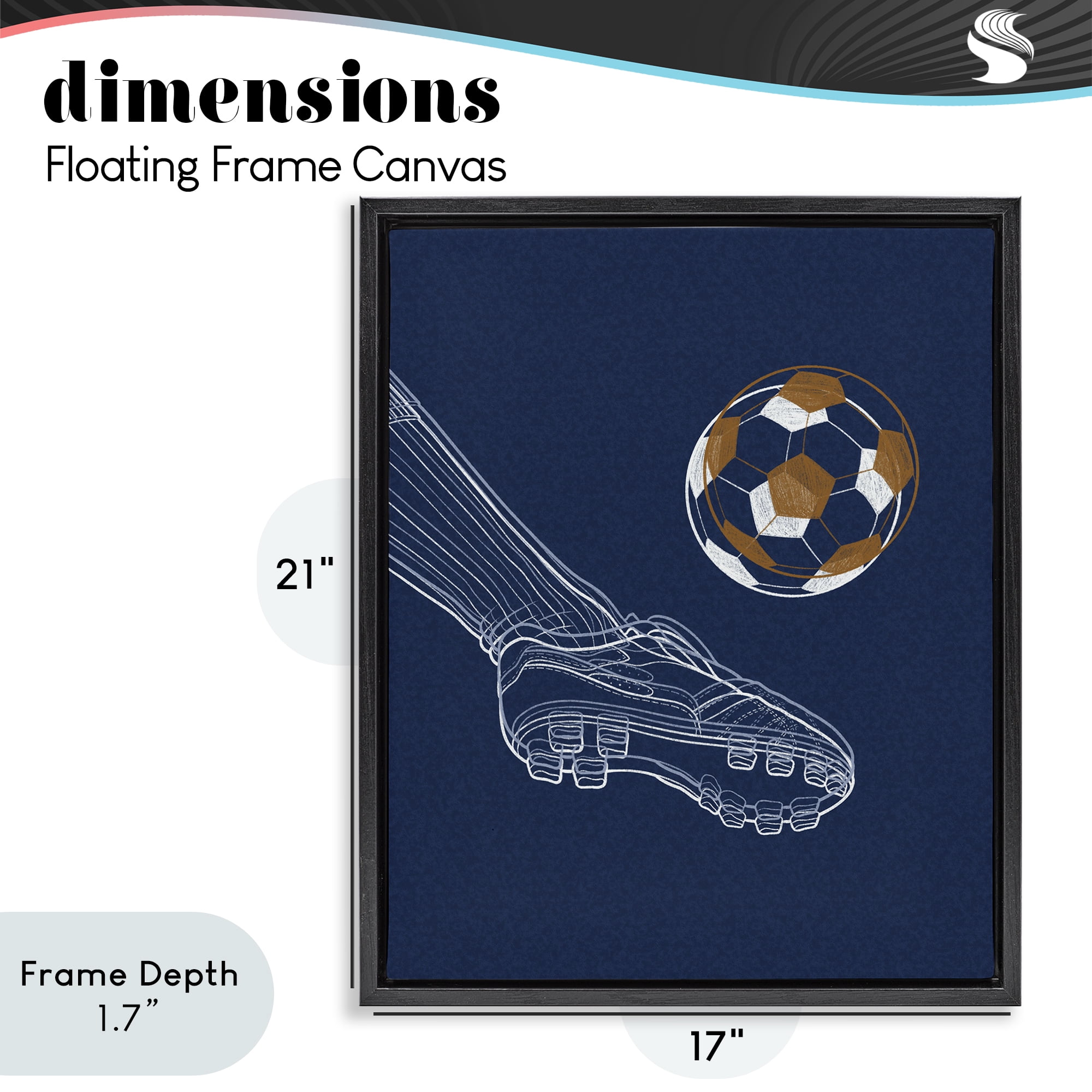 Stupell Industries Soccer Lines Contour Black Framed Floater Canvas Wall Art, design by Marcus Prime