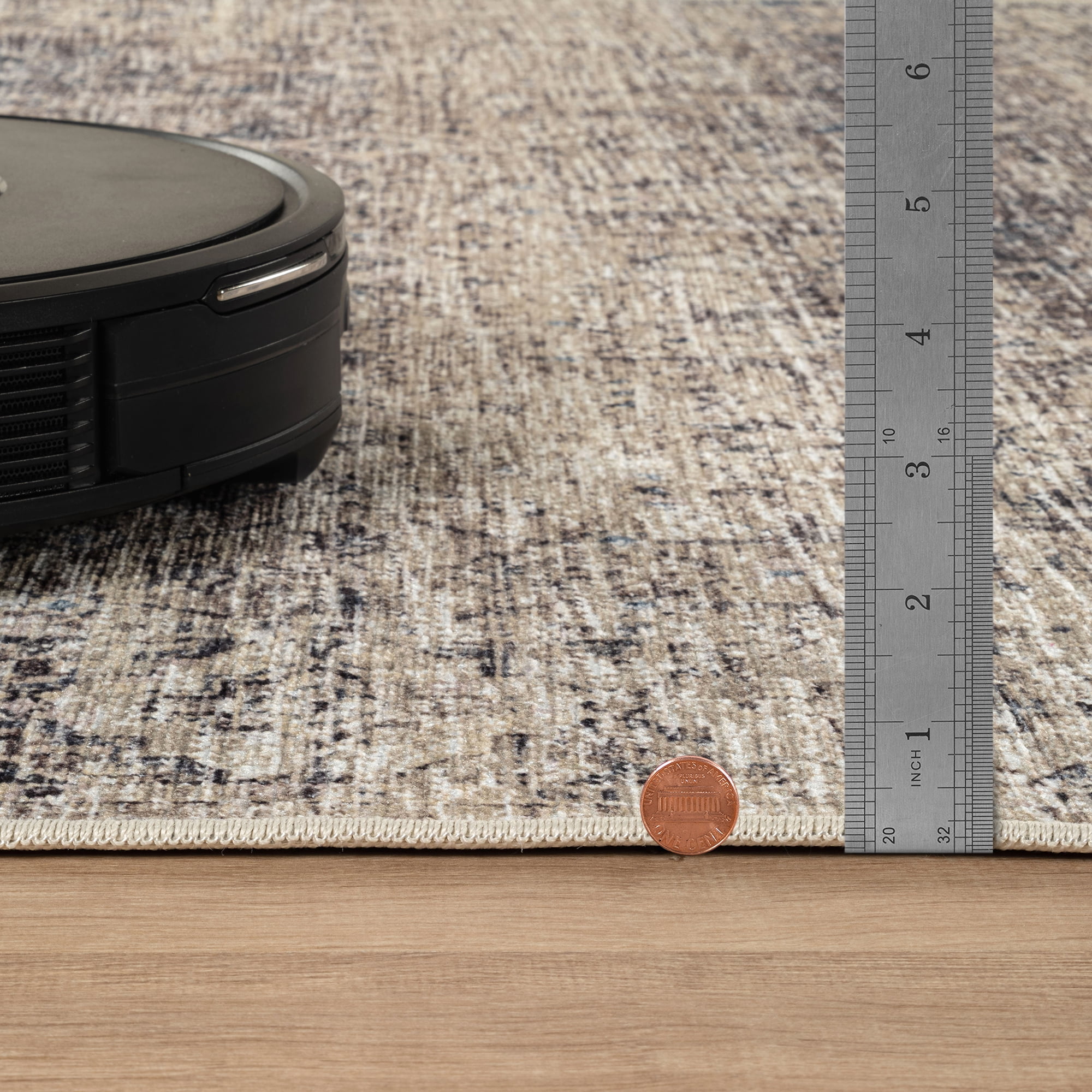 Bloom Rugs Washable Non-Slip 2x3 Rug - Beige Brown / Teal Traditional Oriental Area Rug for Living Room, Bedroom, Dining Room, and Kitchen - Exact size: 2' x 3'