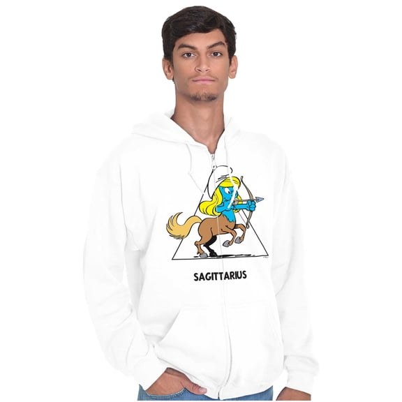 Smurfette Sagittarius Zodiac Sign Zip Up Hoodie Men's Women's Brisco Brands S