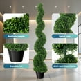 thumbnail image 5 of Artificial Boxwood Spiral Topiary Trees, Set of 2, 5 Ft Decorative Fake Greenery Trees, Faux Twisted Plants with PE Leaves, All-Year Green in Cement-Filled Plastic Pot for Patio, Office, Yard, Indoor, 5 of 8