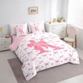 thumbnail image 3 of Homewish Bowknot Letter Monogrammed K 7-Piece Twin Bedding Sets for Teens Female Girls,Dreamy Princess Bedding Comforter Set,Love Heart Print Breathable Sheet Sets,Ultra Soft Home Decor,Reversible, 3 of 8