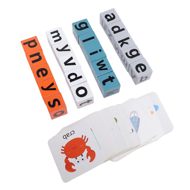 Wooden Alphabet Blocks, Improve Vocabulary Interactive ABC Blocks Early Learning for Toddlers