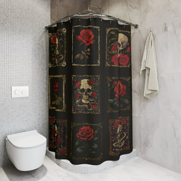 Gothic Romance Shower Curtain, Quirky Shower Curtain gothic bathroom decor, Halloween Bathroom Decor, Spooky Home Accessories, Creepy Bathtub Curtain 60x72in
