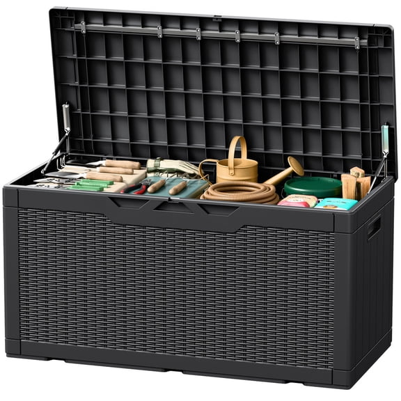 Devoko Outdoor Weatherproof 105 Gallon Resin Deck Box, Black