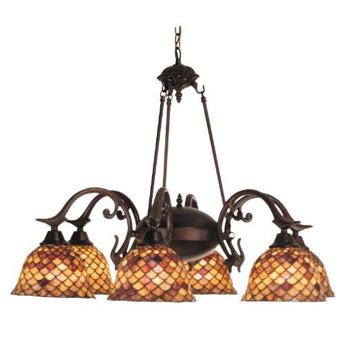Meyda Lighting 32.5"W Tiffany Fishscale 6 LT Chandelier 81860