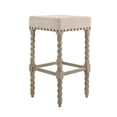 thumbnail image 4 of Home Square 2 Piece Linen Bar Stool Set with Wood Base in Weathered Gray, 4 of 6