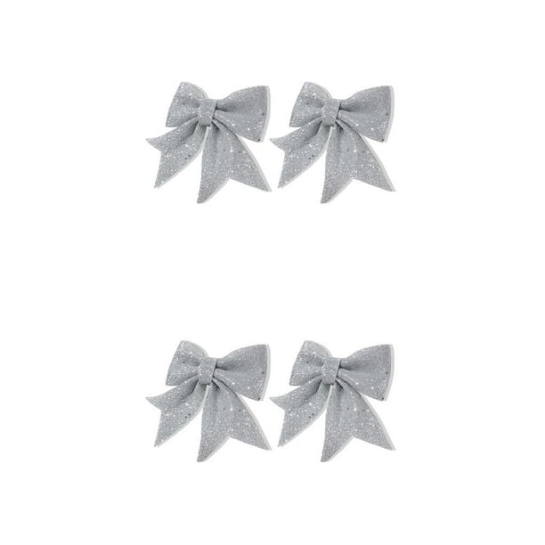 Naiovety De adornos de lazo de Feliz Navidad, guirnalda de lentejuelas, decoración artística, regalo, fiesta, decoración, suministros para Plata 2piezas