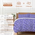 thumbnail image 6 of 3 Piece Purple Floral Duvet Cover Set Full Size, Microfiber Comforter/Quilt Cover with Corner Ties and 2 Pillowcases, Spring Abstract Art Flower Botanical All Season Soft Bedding with Zipper Closure, 6 of 8