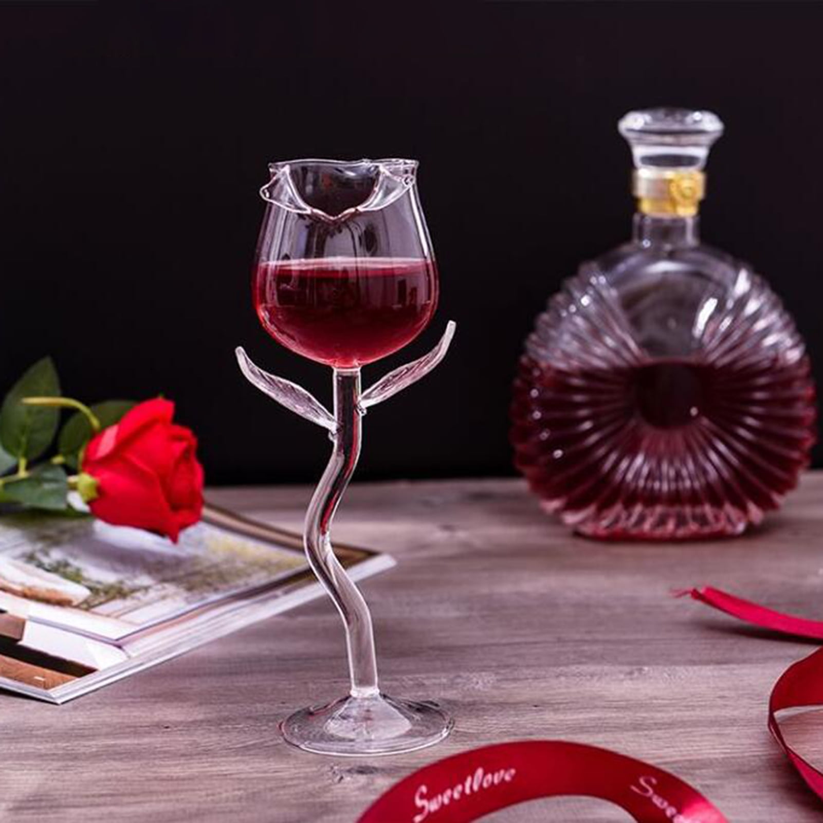 Fancy Red Wine Goblet Wine Cocktail Glasses 100ml Rose Flower Shape Wine  Glass - AliExpress