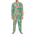 thumbnail image 3 of Picia Colorful Palm Leaves Pattern Men’s Long-Sleeve Sleepwear Set - Soft 2-Piece Loungewear with Pockets, Comfy PJs for Relaxing Nights-Large, 3 of 7