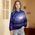 thumbnail image 2 of ZXLBBD Boys Sweatshirt Long Sleeve Galaxy Print Pullover Hoodie Sweatshirt with Front Pocket for Kids Youth School and Playwear Casual Durable,Purple,Size 7 Y-8 Y, 2 of 7