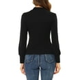 thumbnail image 3 of INSPIRE CHIC Women's Turtle Neck Long Lantern Sleeve Slim Fit Plain Blouse S Black, 3 of 6