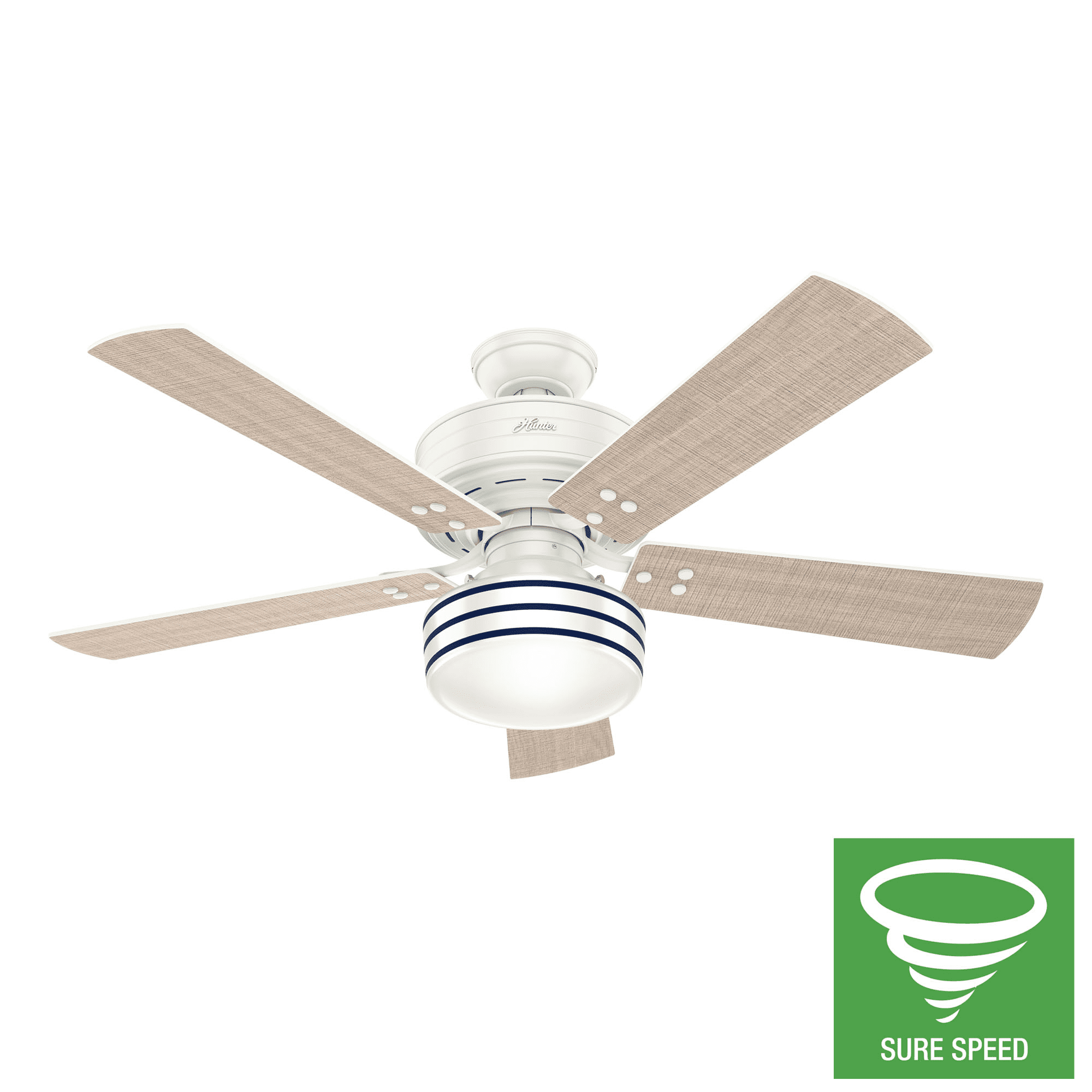 Hunter 52" Cedar Key Damp Rated Fresh White Ceiling Fan with Light Kit